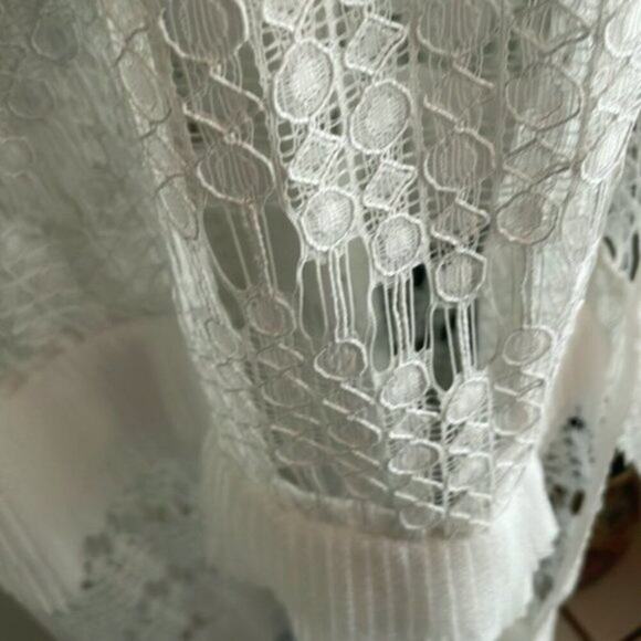 Just Cavalli by Roberto Cavalli Dress White Lace Gown Pleated Flounce size 6 - Picture 10 of 14